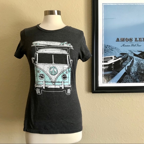 District Tops - District Gray VW Van Hippie Boho T-Shirt Small *S2